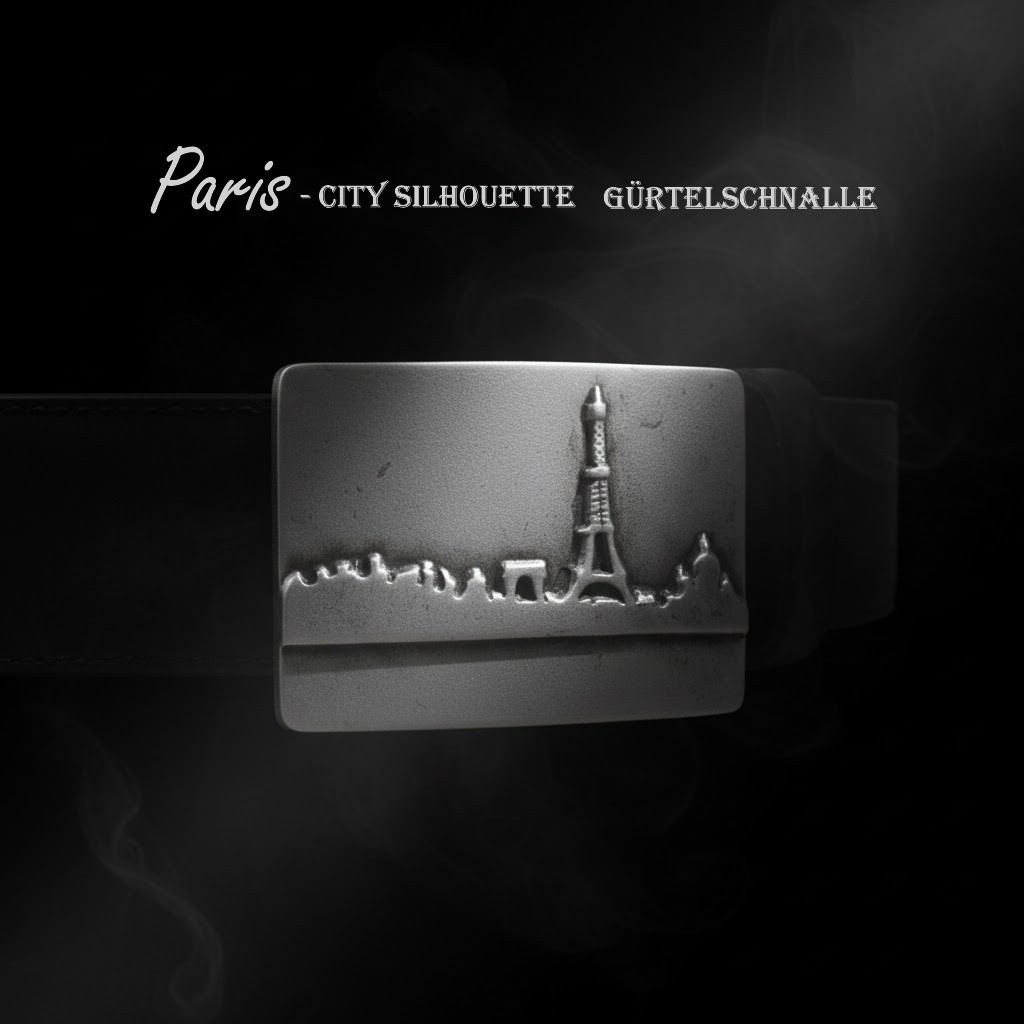 Paris City Silhouette Belt Buckle Skyline Metal Modern Urban Design