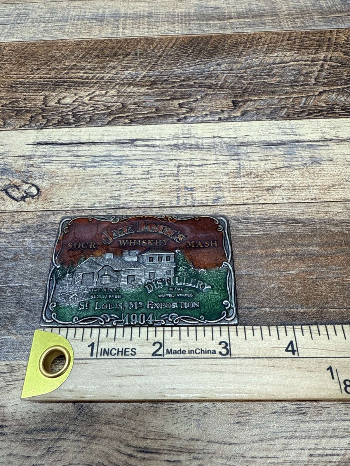 vintage JACK DANIELS belt buckle WHISKEY enamel BRASS western cowboy ST LOUIS
