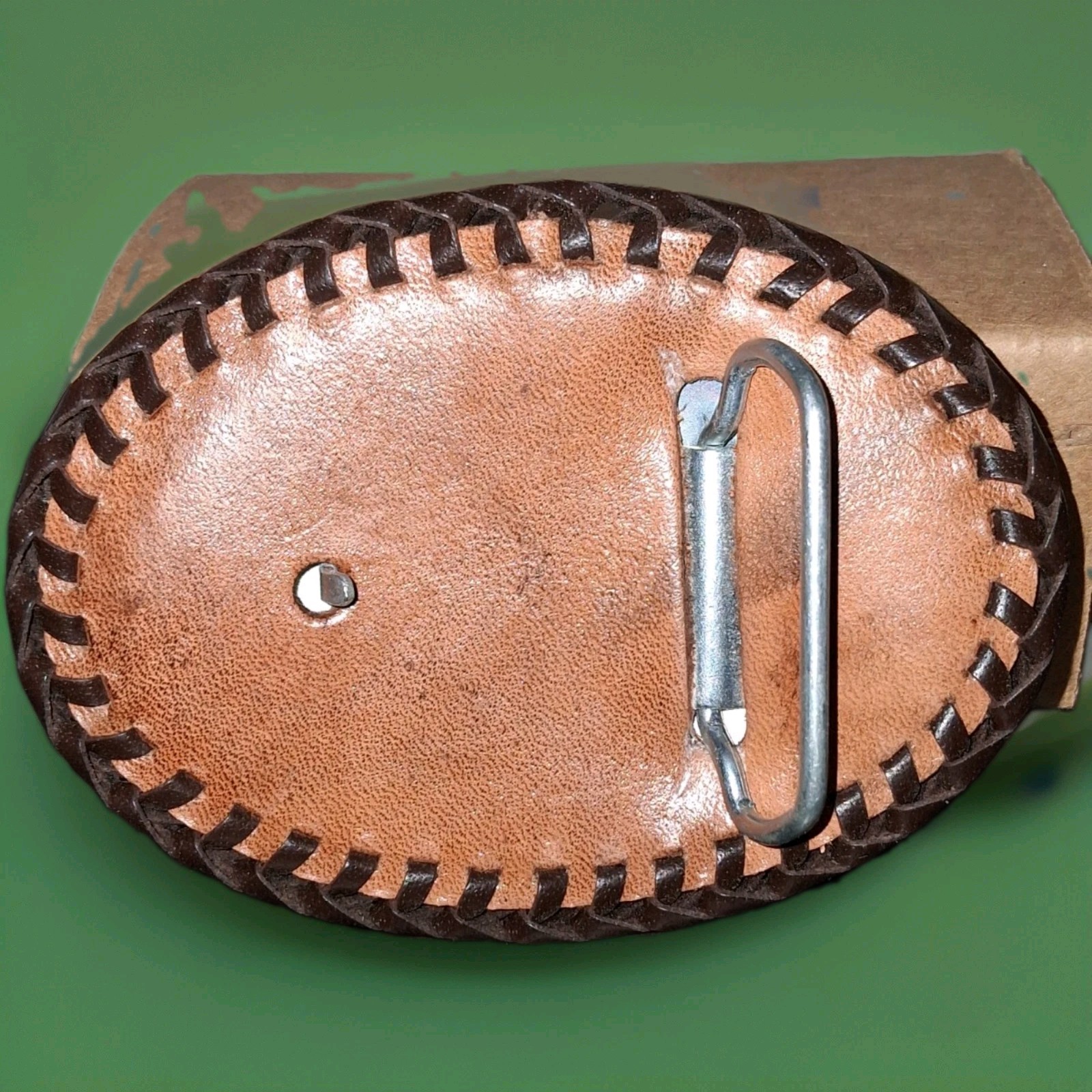 Handmade Leather Tooled Native Steer Head Belt Buckle 4&Prime; X 3&Prime;