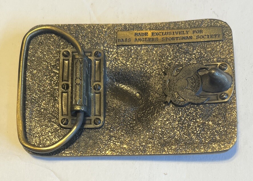 Vintage B.A.S.S. Bass Anglers Sportsman Society 1988 Brass Belt Buckle USA Made