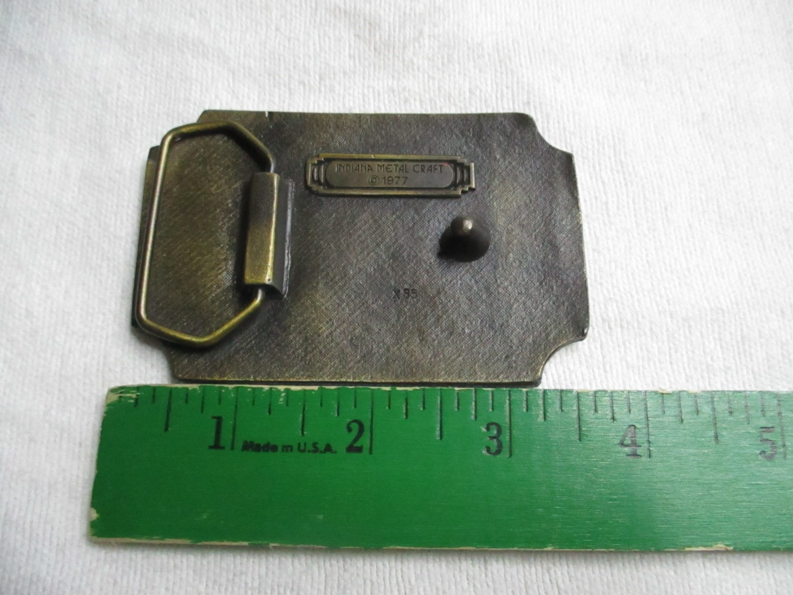 1977 I »LL GIVE UP MY GUN WHEN THEY PRY IT FROM Belt Buckle Indiana Metal Craft