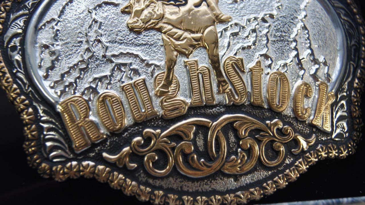 Crumrine Western Belt Buckle Bull Rider Rodeo Roughstock Gold Silver C08669