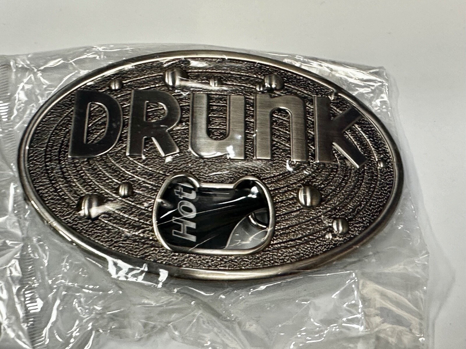DRUNK Bottle Opener and Large Novelty Statement Stainless Steel Belt Buckle