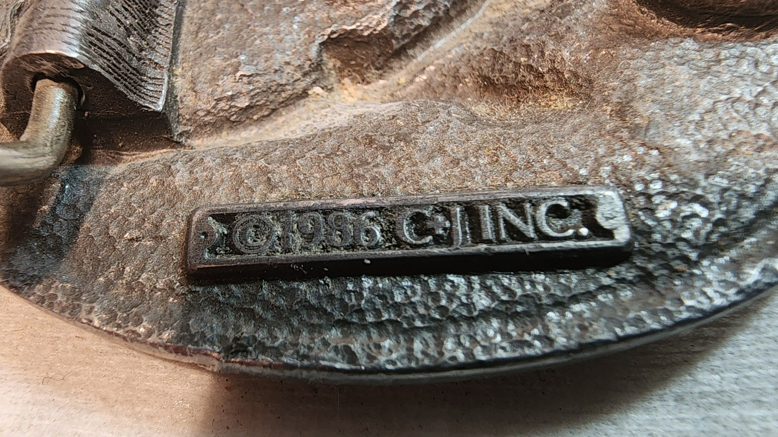 Colorado, Flying Eagle, Mountains, C+J Inc. Belt Buckle Vintage 1986 Pewter USA