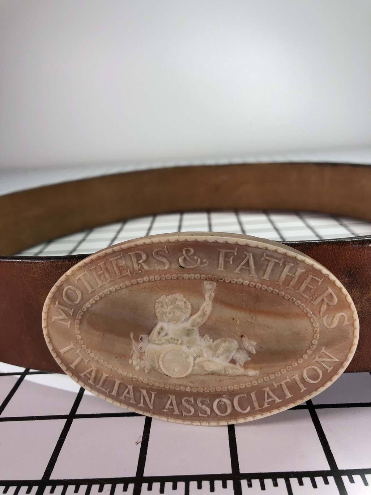 Incolay Stone Mothers And Fathers Italian Assoc. Buckle With Leather Belt