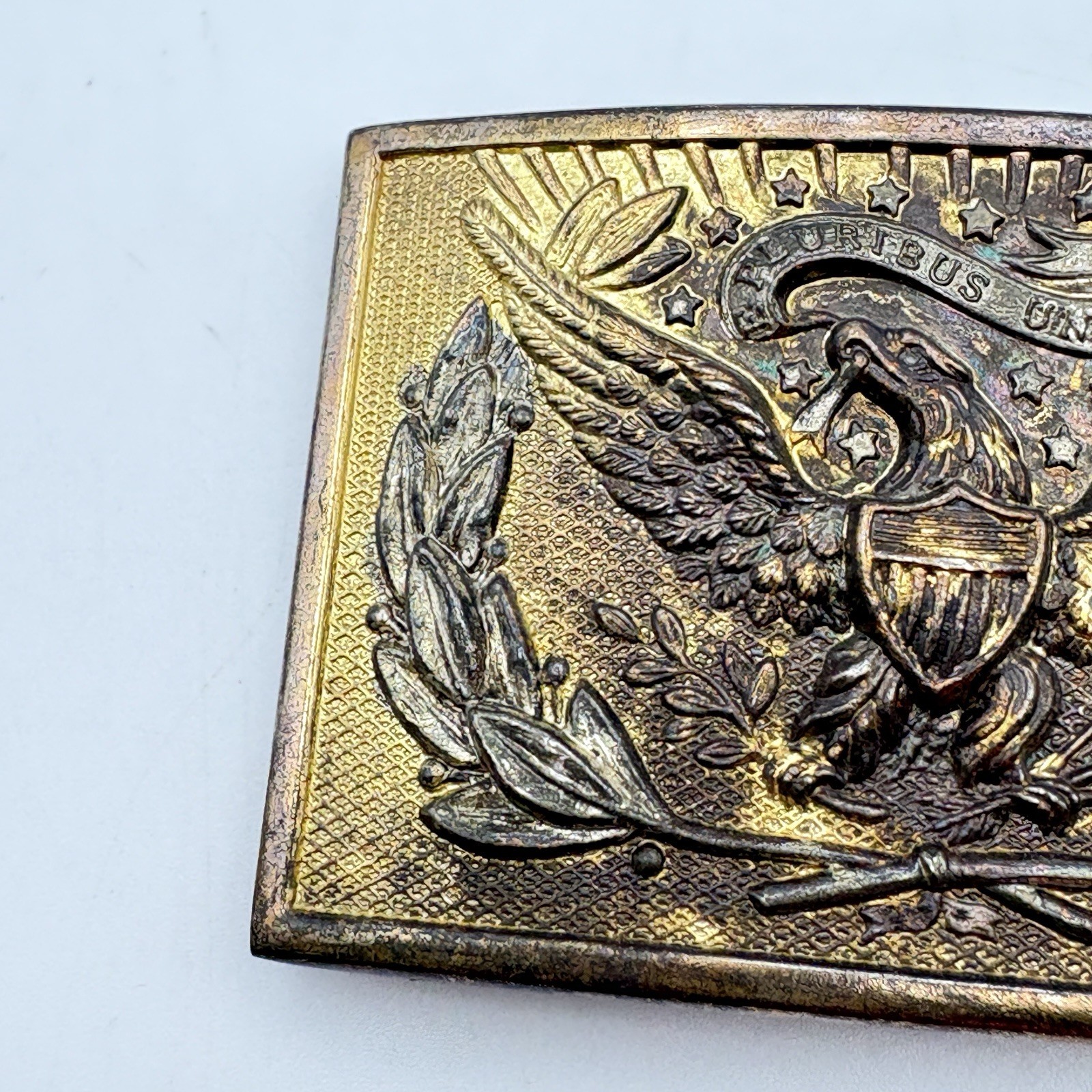 Vintage 1970s AHM 623 « E PLURIBUS UNUM » American Bald Eagle Brass Belt Buckle 3&Prime;