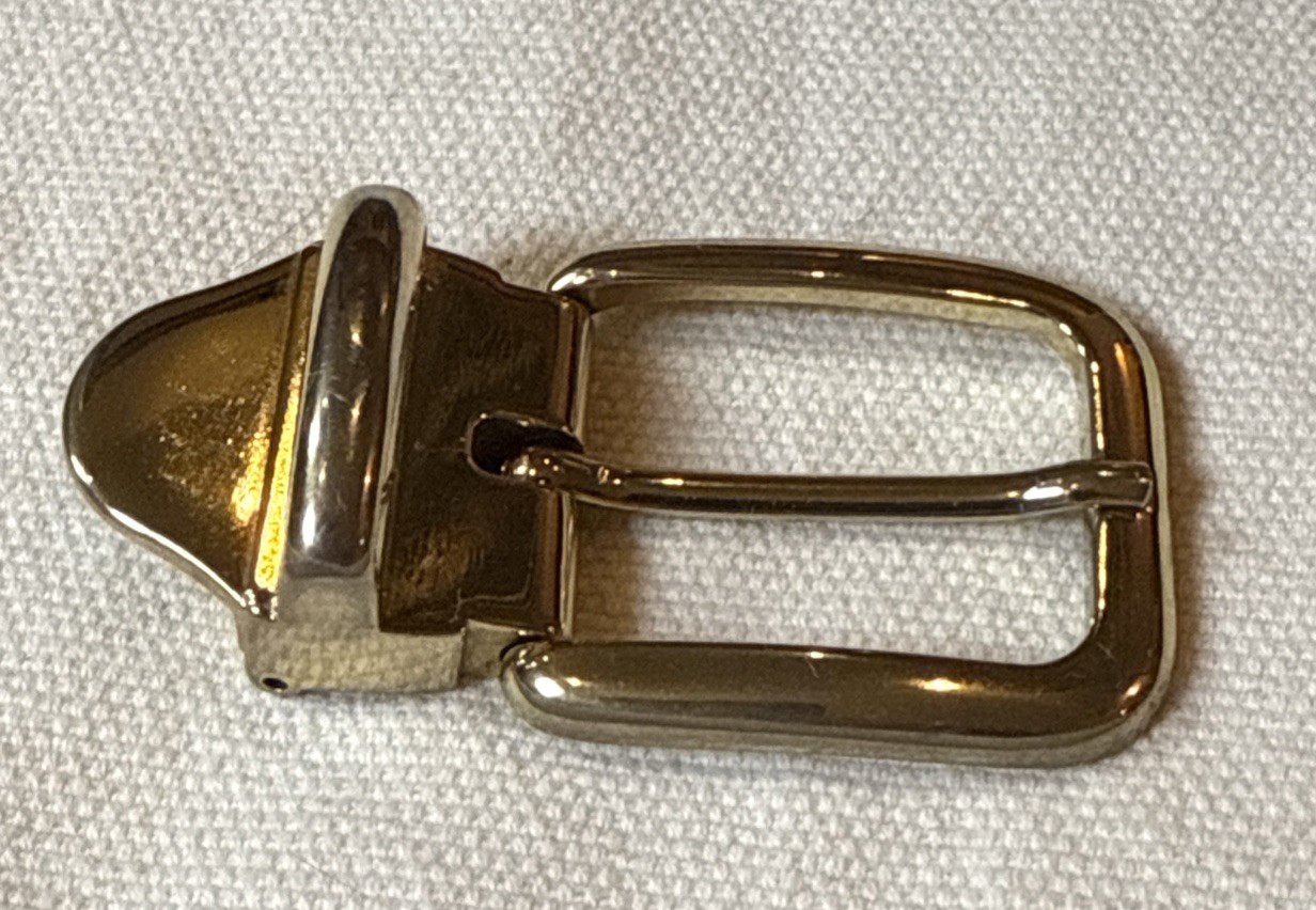 Unisex Gold Tone Belt Buckle Made In Italy With Leather Clip