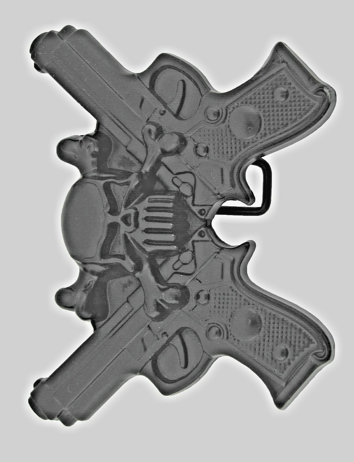 Skull Belt Buckles Black Metal Vintage Halloween Gun Pistols Pirate Skeleton