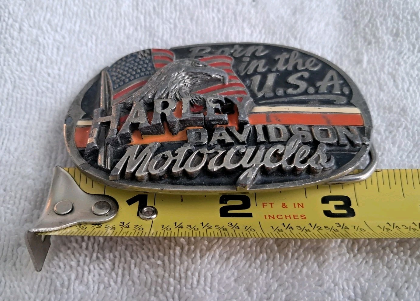 Vintage 1991 Harley-Davidson « Born in the USA » Eagle Belt Buckle – Baron H404