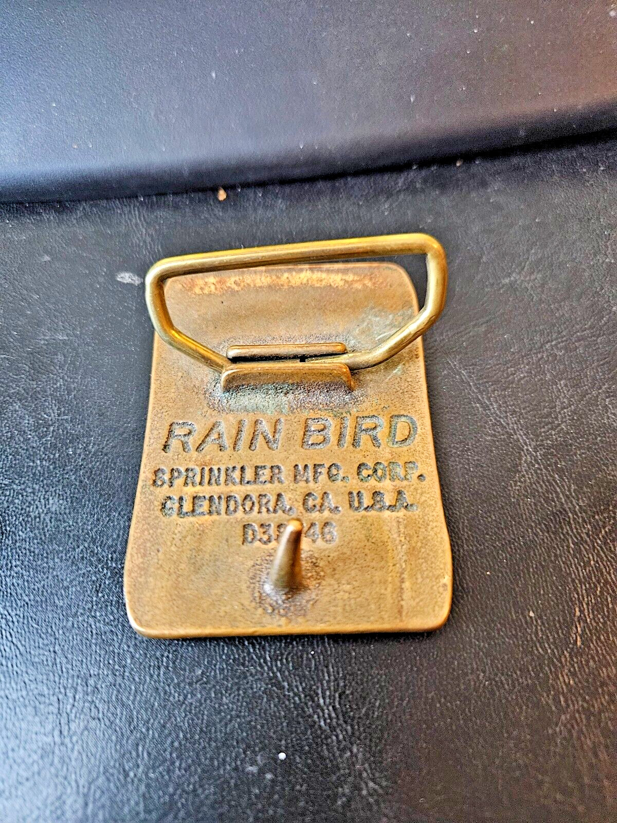 Vtg Rain Bird Logo Brass Belt Buckle