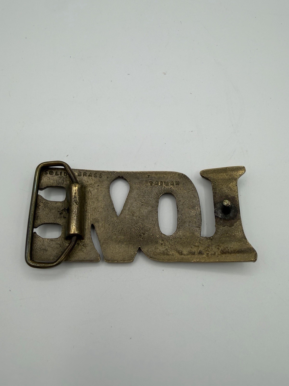 Vintage Solid Brass LOVE Belt Buckle
