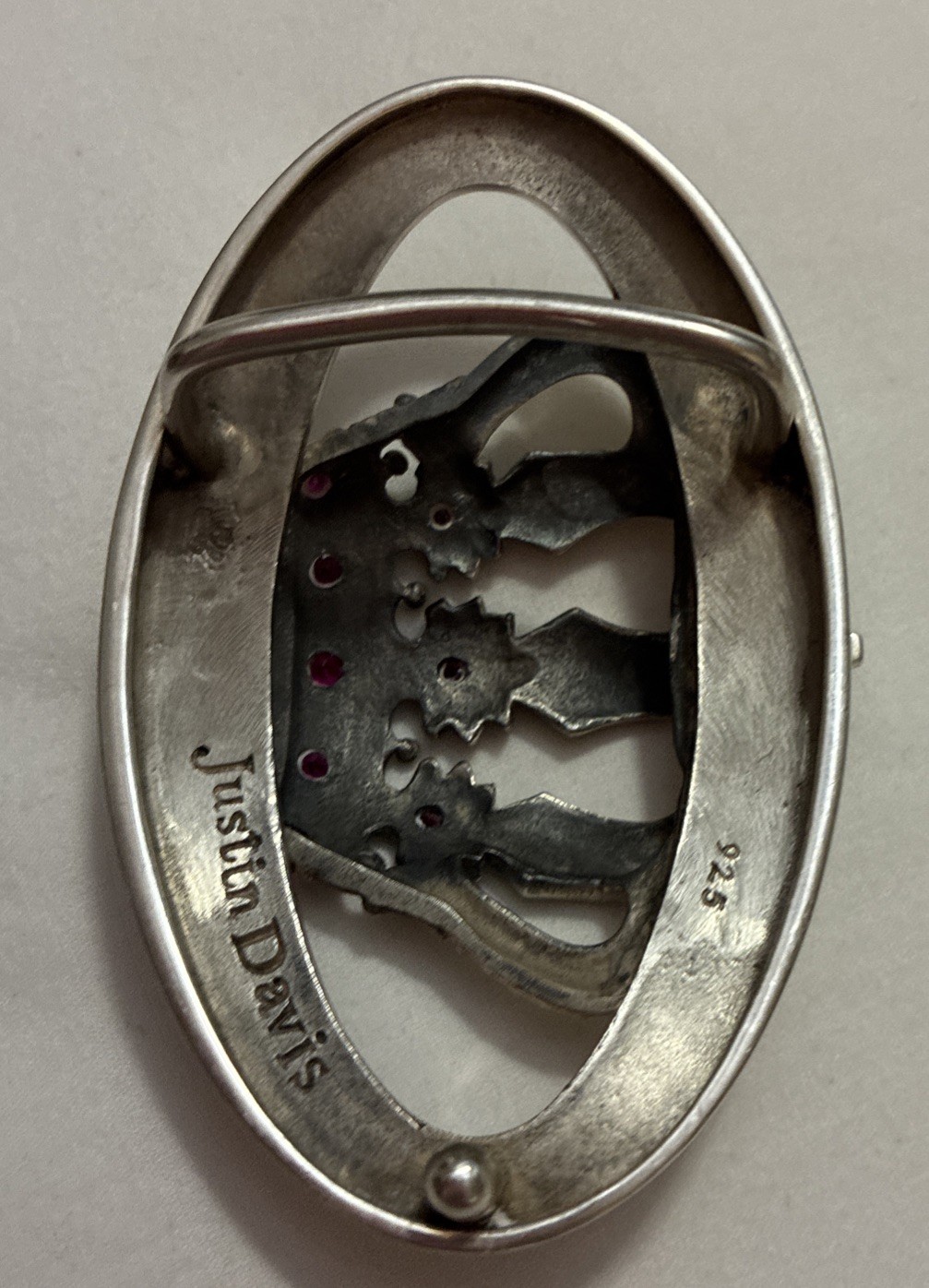Vintage Rare Justin Davis Crown 925 Sterling Belt Buckle with stones
