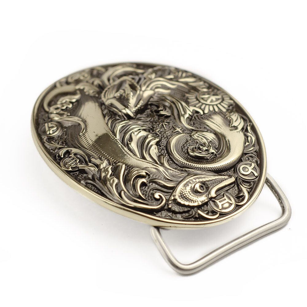 Pisces german silver belt buckle, Horoscope Astrological Zodiac Sign belt buckle