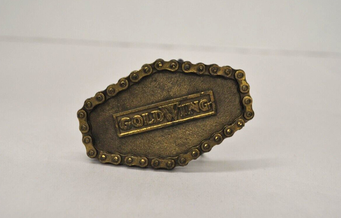 VTG Brass GoldWing Belt Buckle 1976 Great American Buckle Co Motorcycle Chain