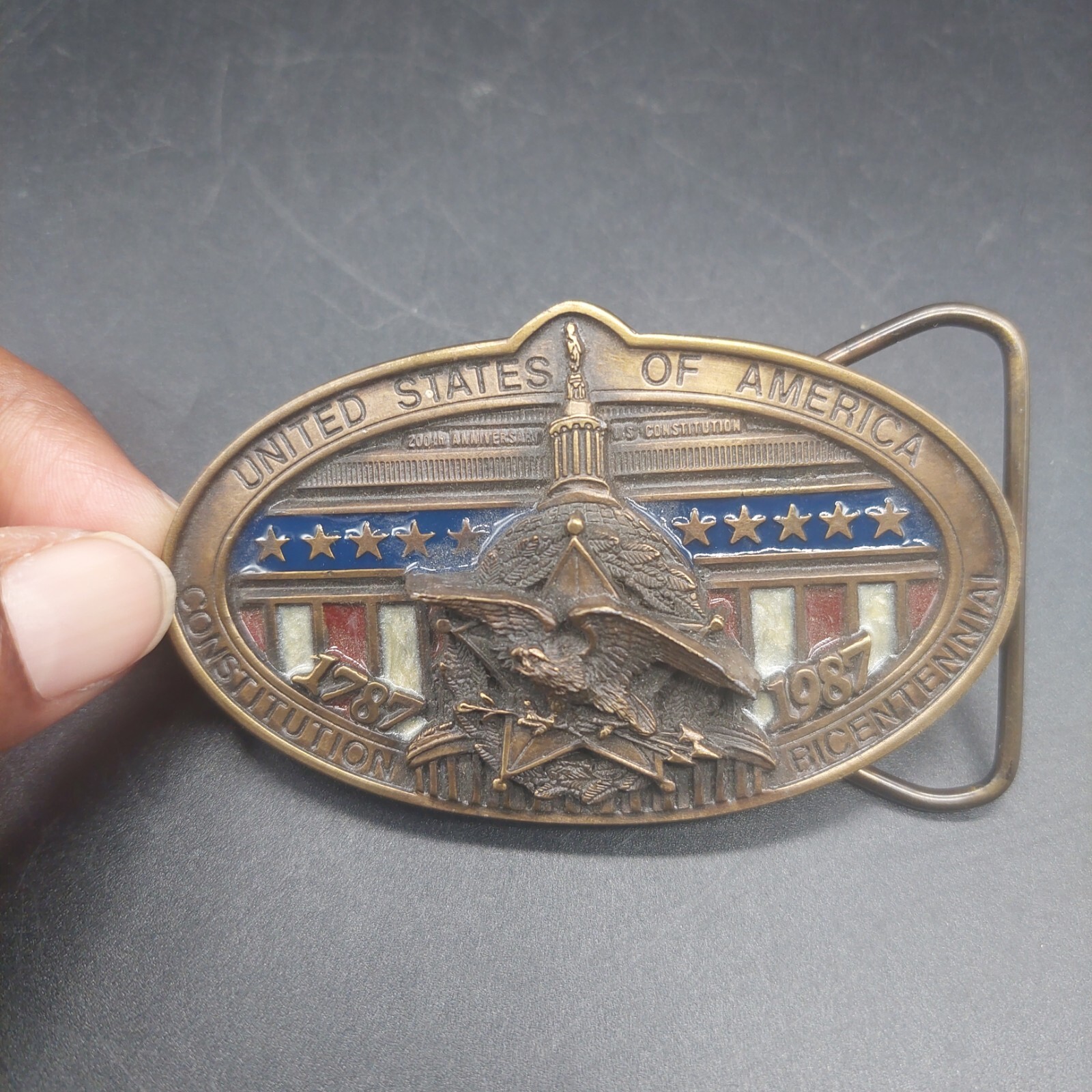 United States of America Constitution Bicentennial Belt Buckle Eagle Flag Ltd Ed