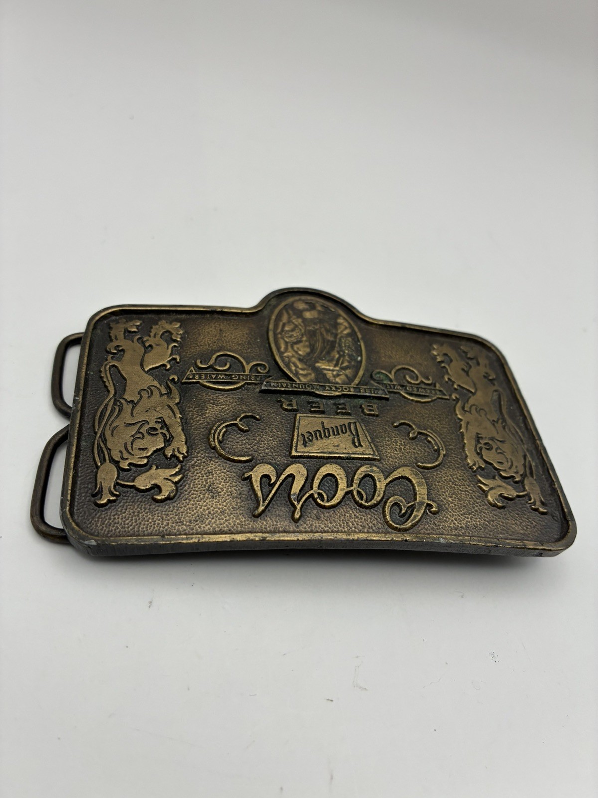 Vintage Coors Banquet Beer Belt Buckle Bottle Opener Made In USA 3.5” X 2.5”