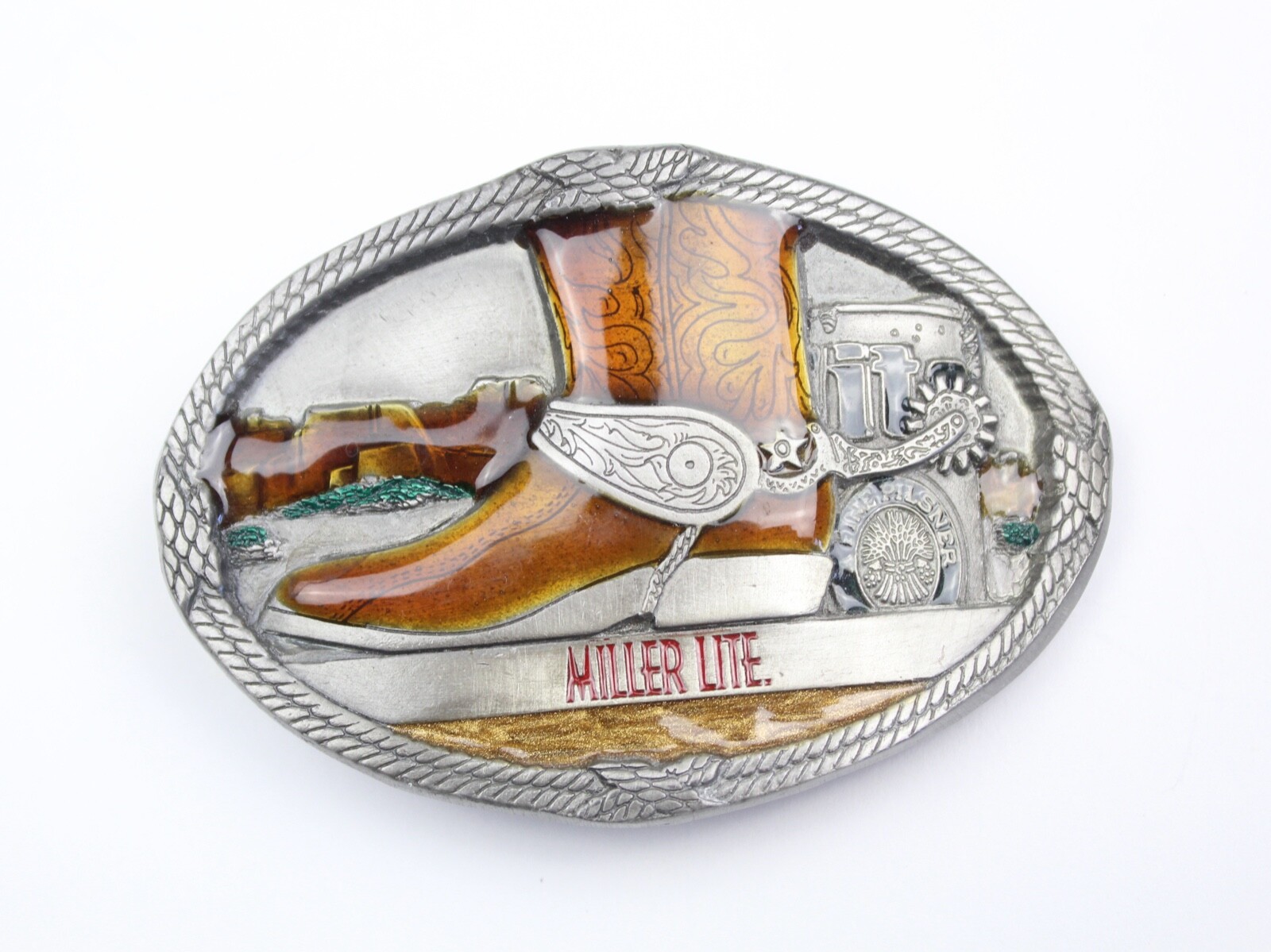 American LEGENDS Foundry Boot w/ Spurs 1994 Miller Brewing Co. MB-7 Buckle