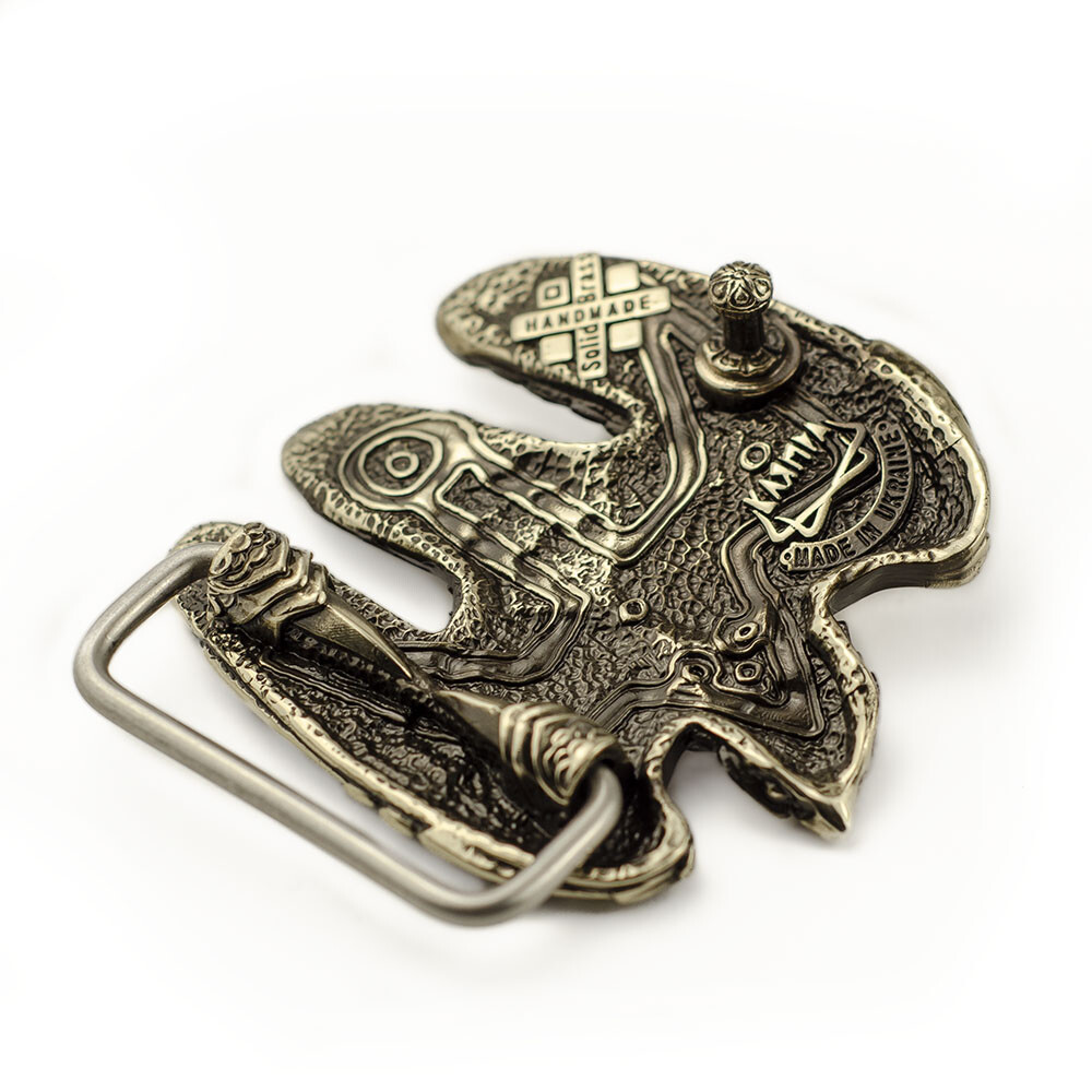 German silver belt buckle Fighting Falcon, Hunting falcon sculptural belt buckle