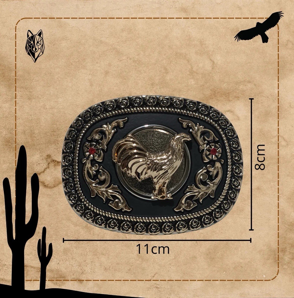Mexican Gallo Chicken Charro Cowboy Belt Buckle Hebilla Vaquera Made In Mexico
