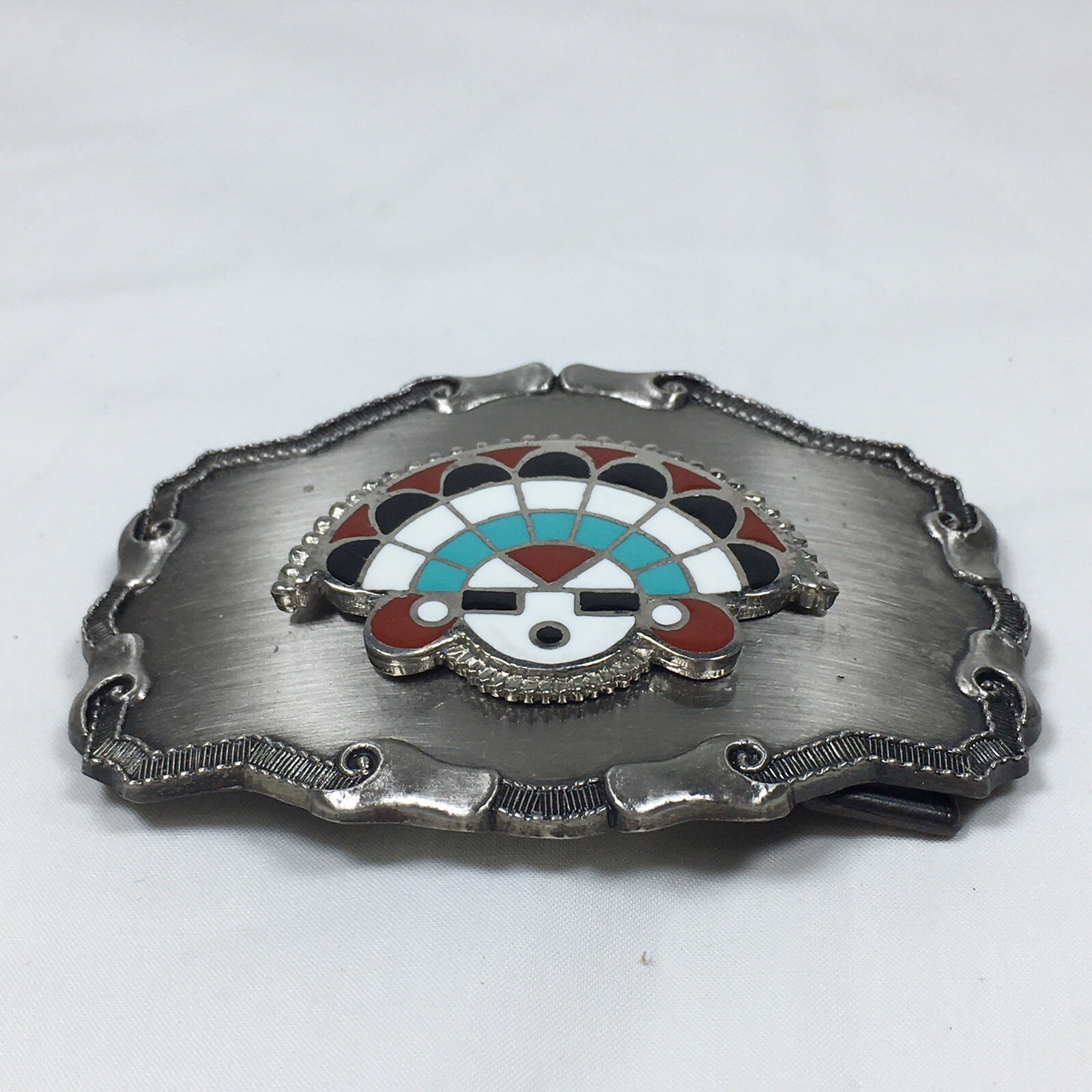 Men&rsquo;s Belt Buckle Enamel Sun Face Southwestern Tribal Style Blue Red Black