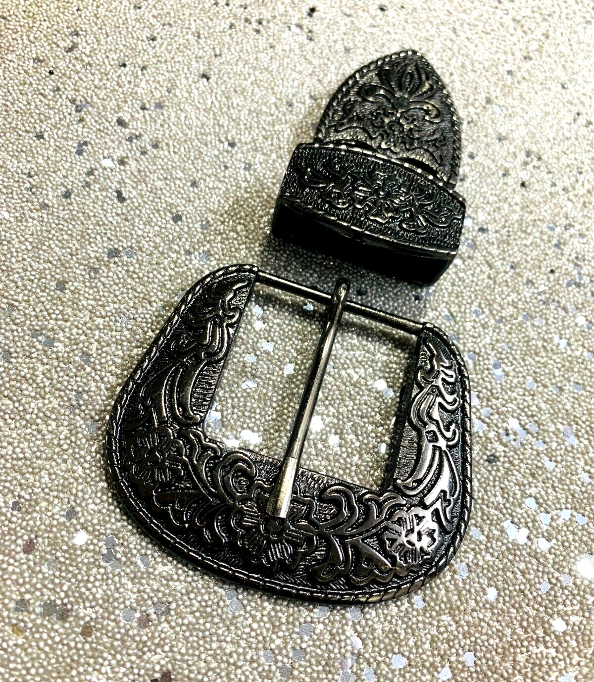 Western 3 piece buckle set copper Black buckle 1.5&Prime; 38mm cowgirl brass buckle