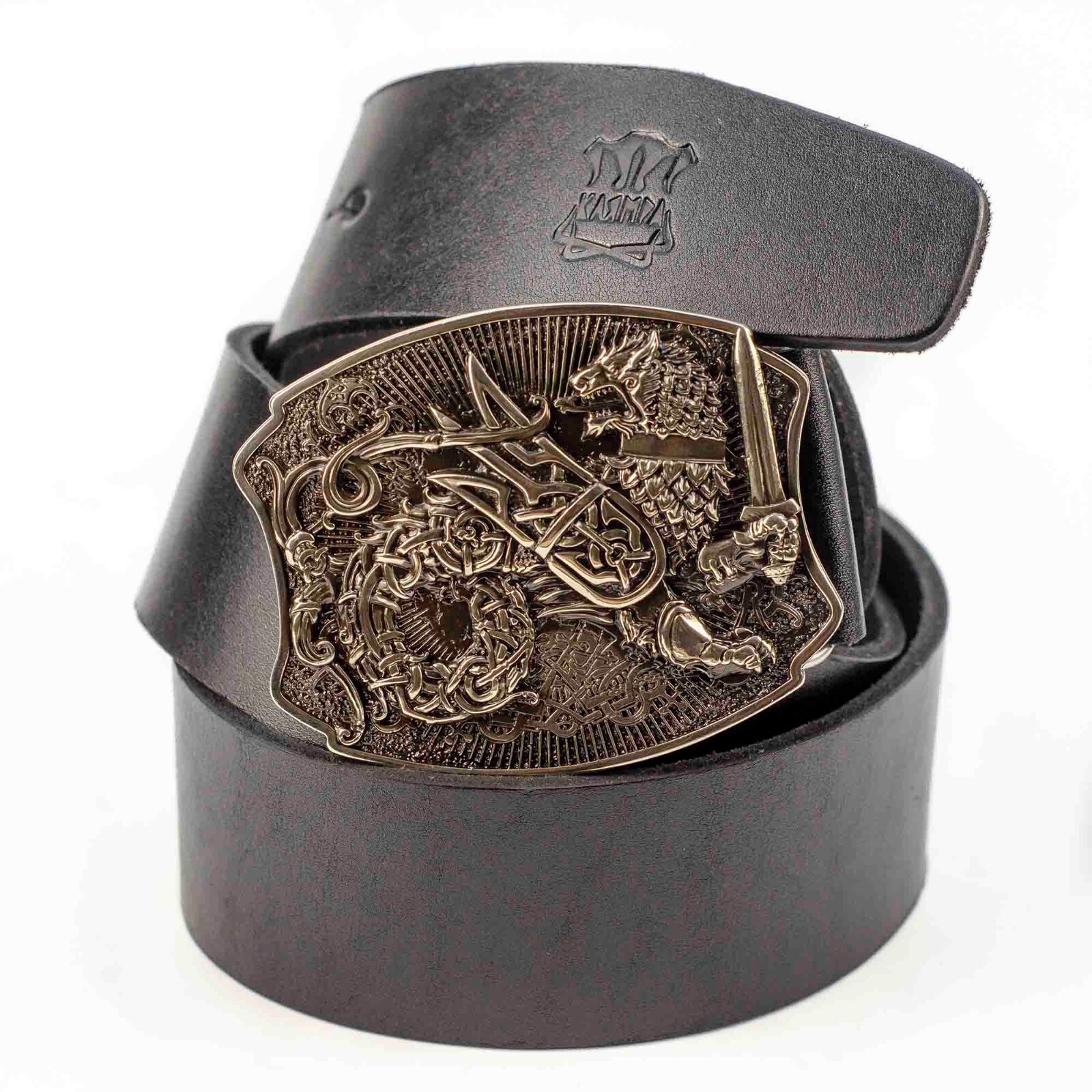 Semargl german silver belt buckle, Mythical winged lion Simargl belt buckle