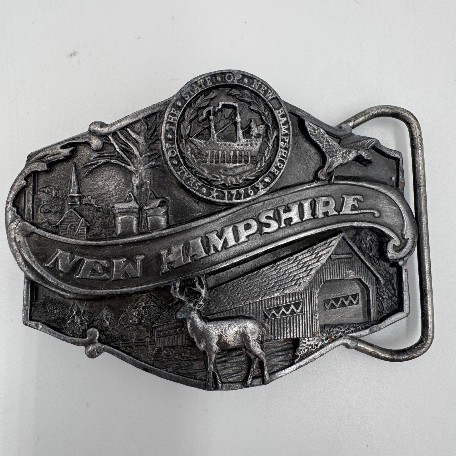 Vintage 1986 Siskiyou New Hampshire State Seal Belt Buckle S-55 Made in USA