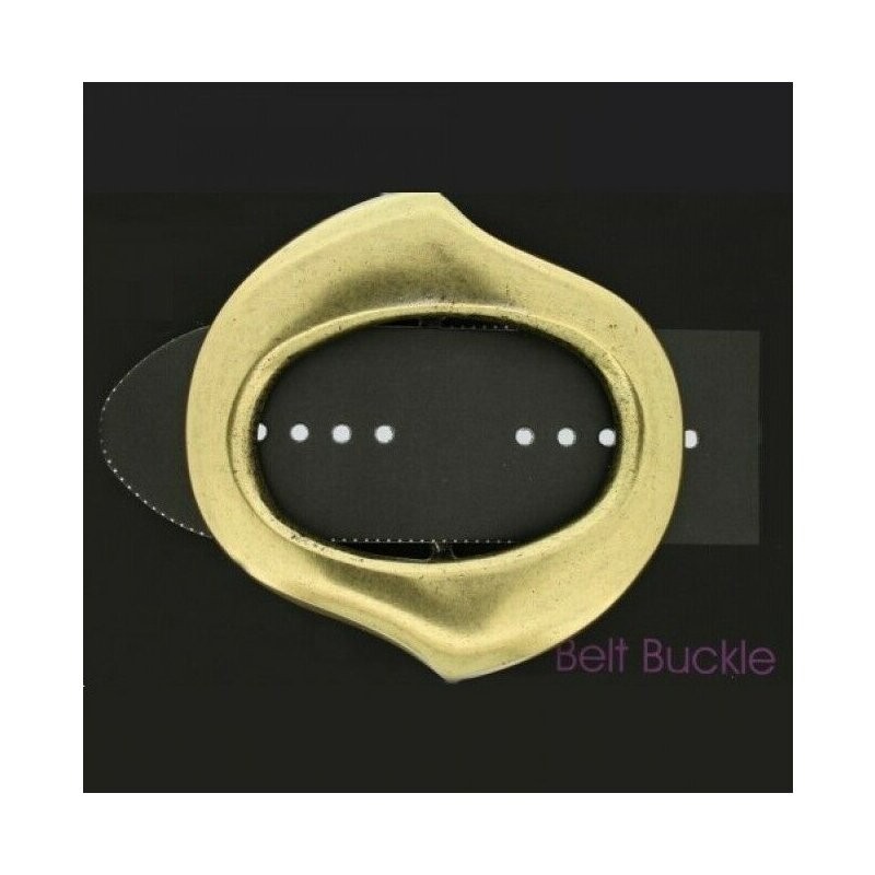 Retro Ladies Belt Buckle Oval Antique Brass Elegant Vintage Look Feminine