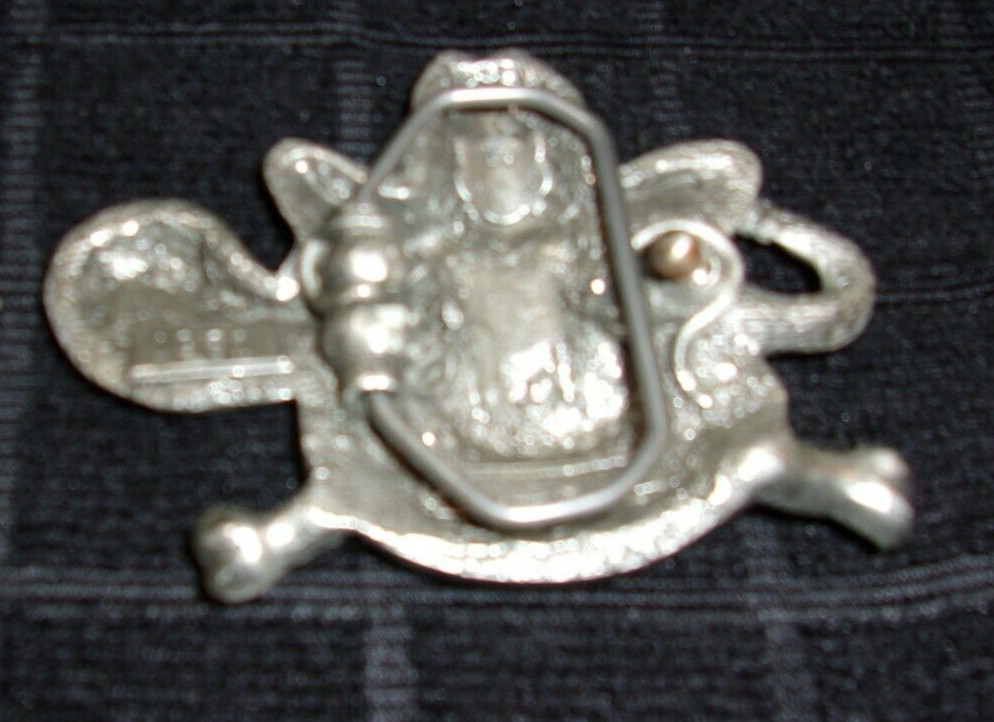 VNTG 1990 GREAT AMERICAN BUCKLE CO SILVER SKULL COWBOY HAT SNAKE BELT BUCKLE