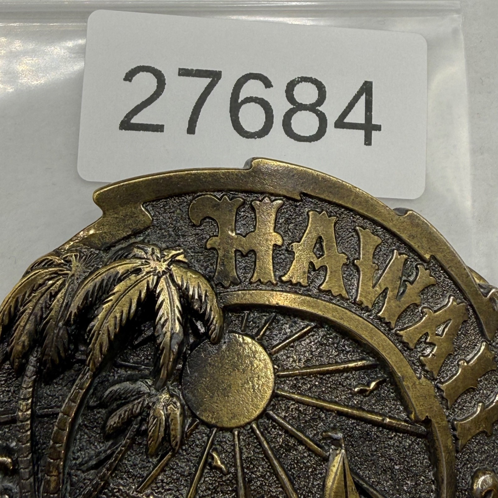 Vintage Hawaii Belt Buckle Palm Tree Travel Vacation Beach