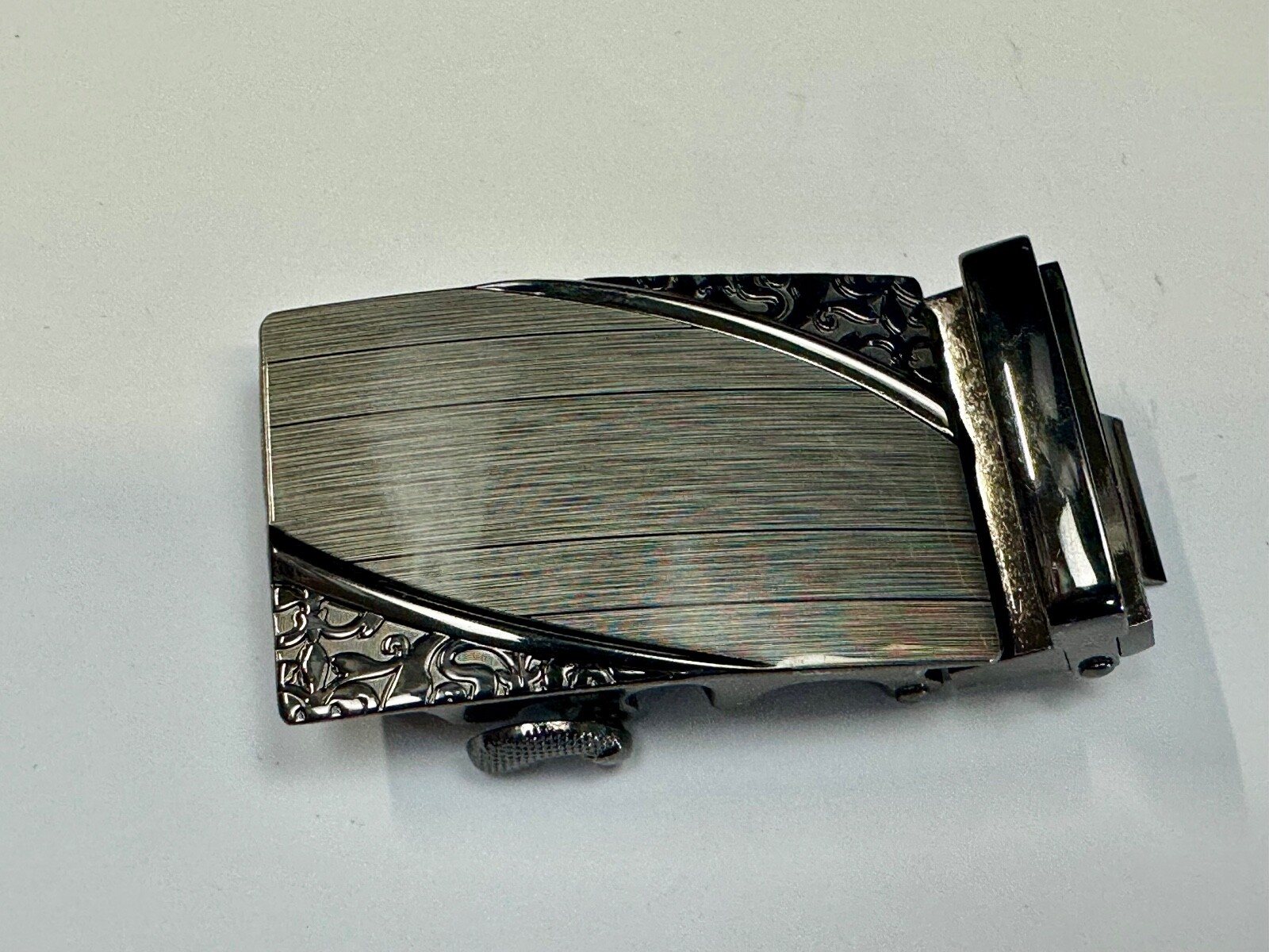Ornate Flower Swirl Pattern Replacement Silver & Black Color Belt Buckle
