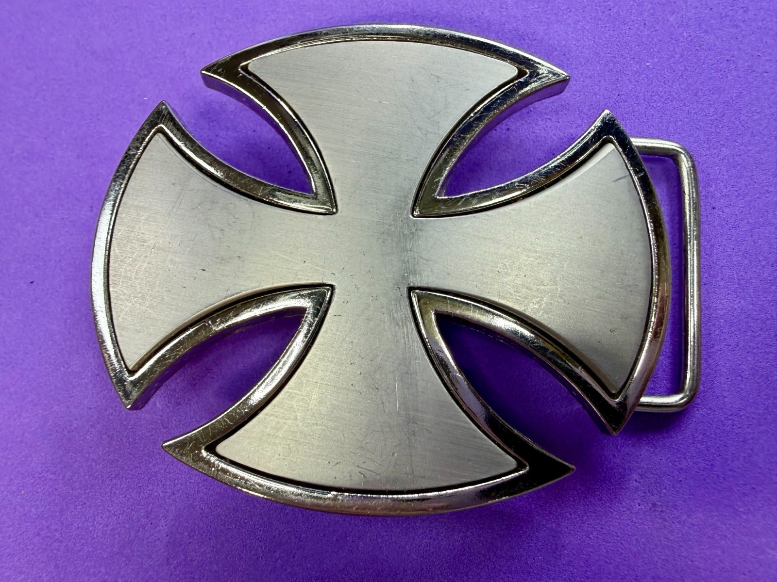 Maltese Celtic Iron Cross Gothic Punk Biker Vibe Cutout Outlined Belt Buckle