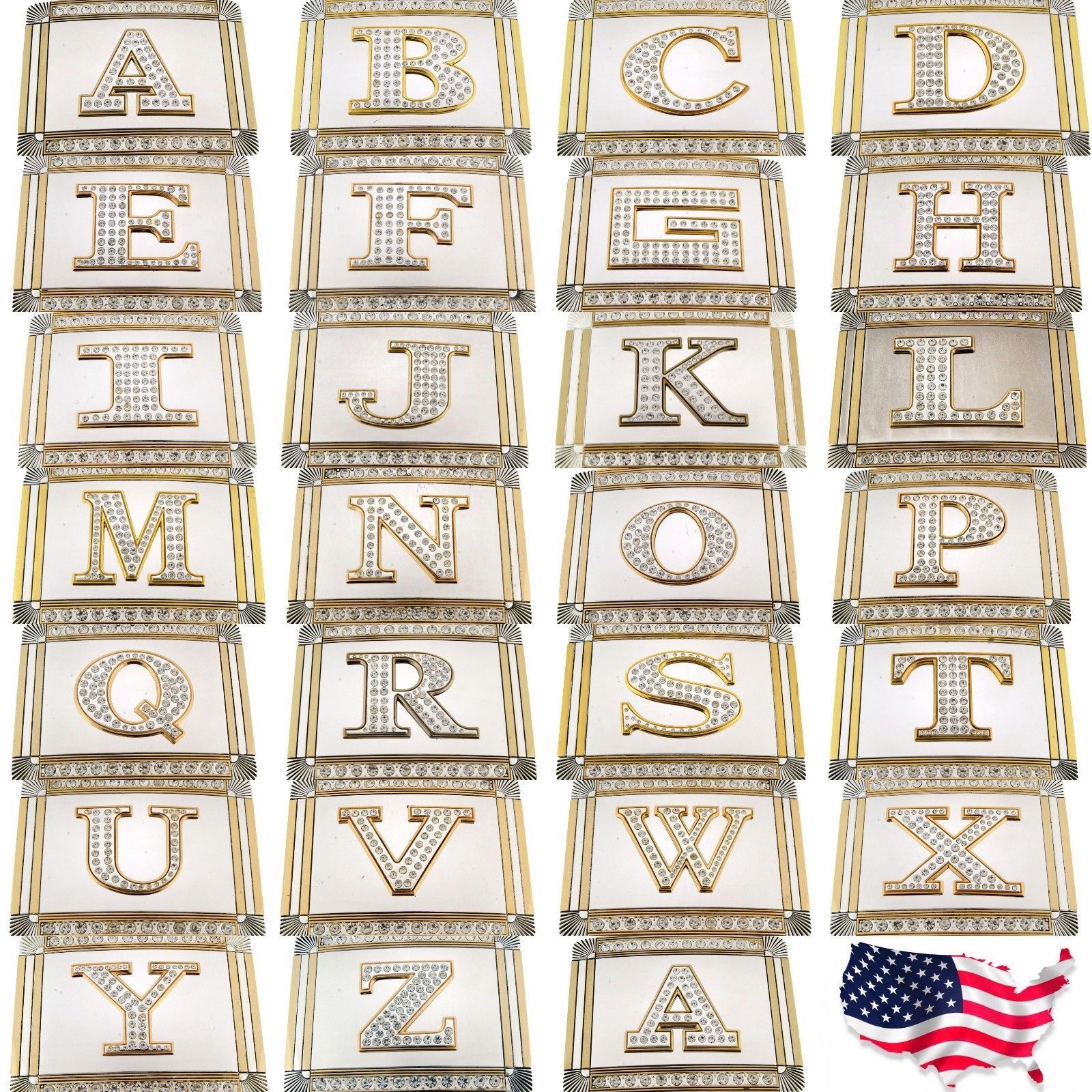 New Men Women Western Initial Rodeo Letter A-Z Silver Gold Metal Antiqued Mirror