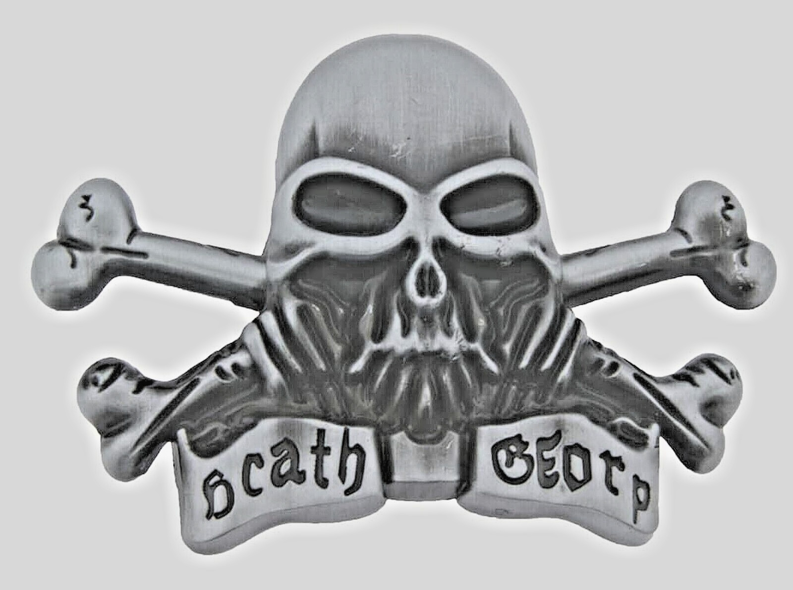 Skull Belt Buckles Gray Metal Vintage Skeleton Crossbones Pirate Halloween Party