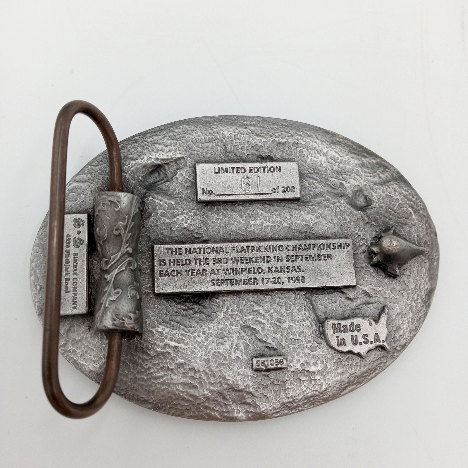 Acoustic Guitar 1998 Belt Buckle Walnut Valley Festival 27th Winfield KS Music F