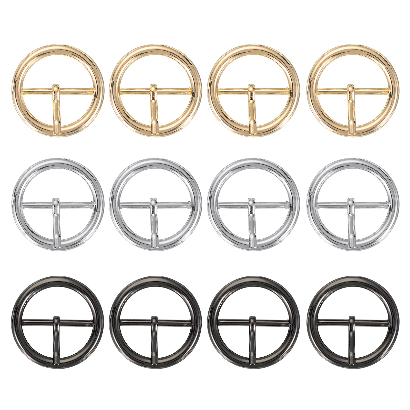 12Pcs 1.2&Prime; Single Prong Belt Buckle Metal Roller Buckle Black/Silver/Light Gold