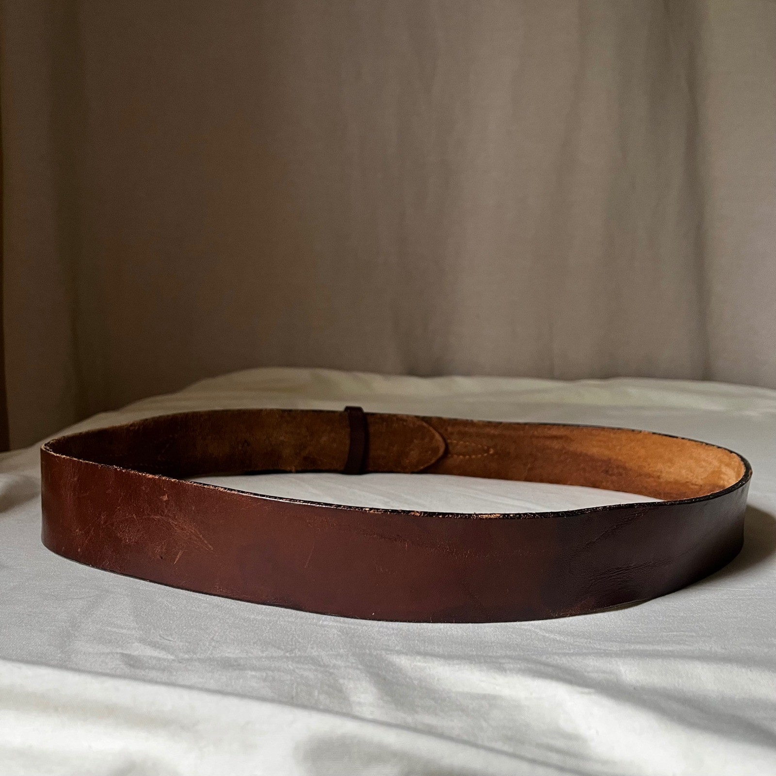 Vintage Brown Leather Ranger Belt Brass Buckle Western Distressed 1.75&Prime; 38-42