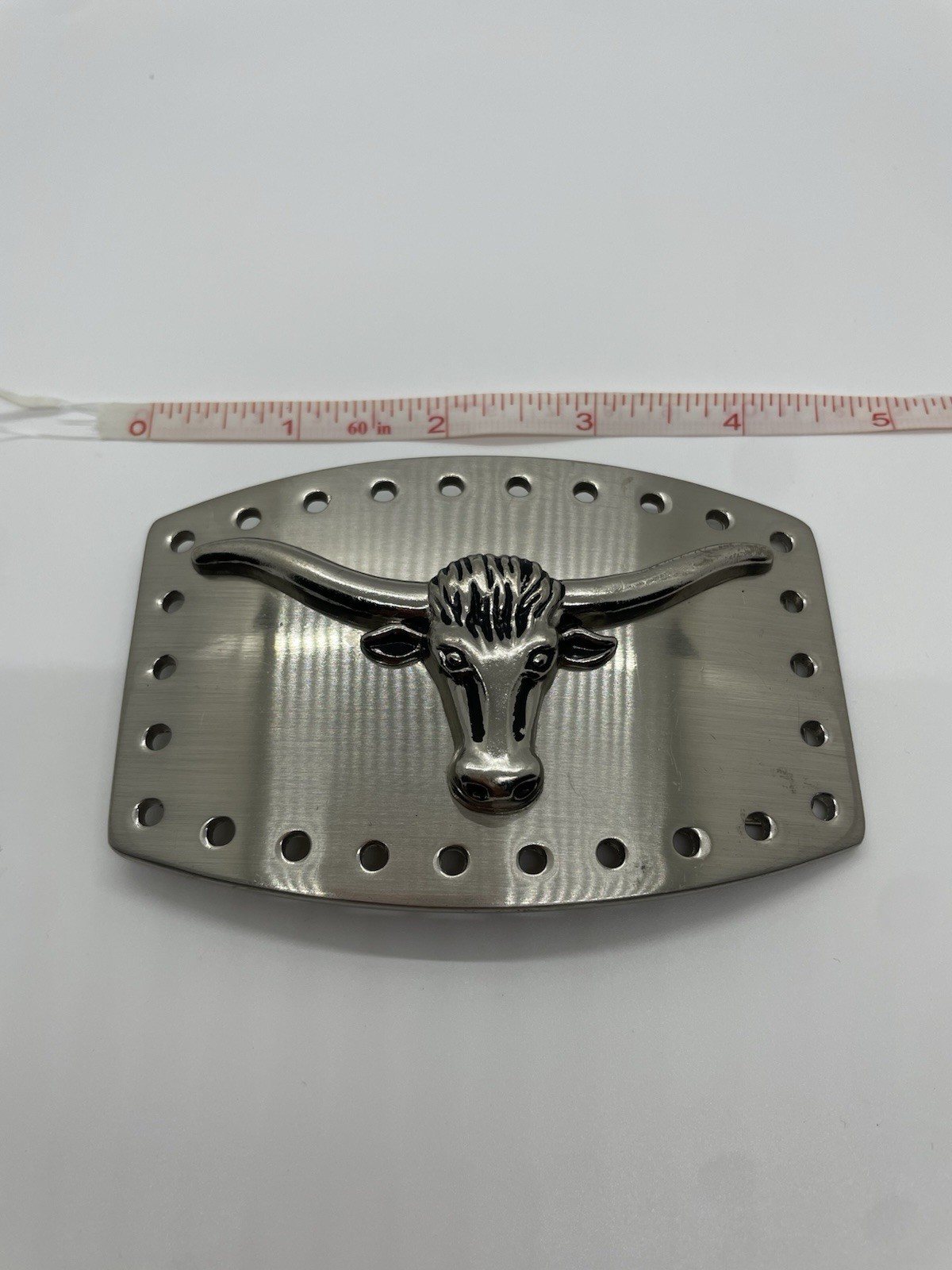 Men&rsquo;s Silver Metal Western Cowboy Longhorn Belt Buckle 2.75 x 4.25 in