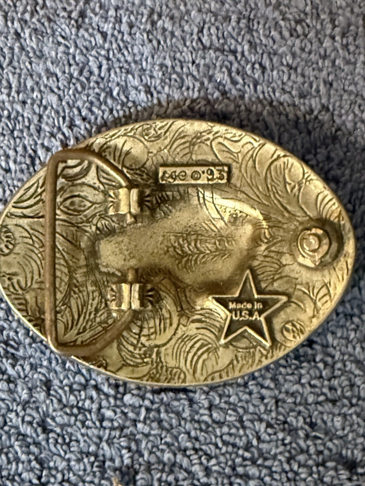 Vintage EGE American Bison Pewter Belt Buckle Buffalo 1993 Made In USA