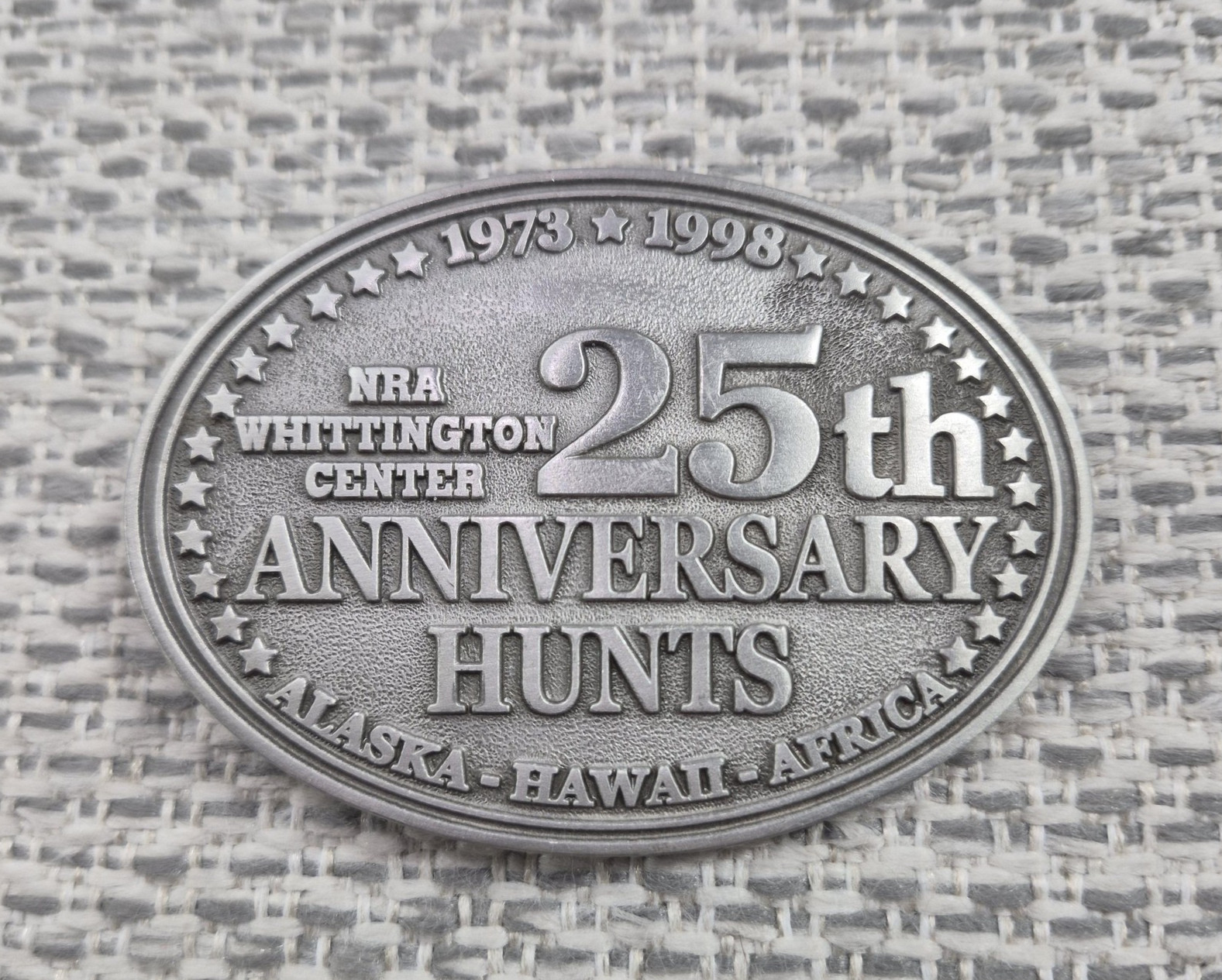 Vintage NRA Whittington Belt Buckle Mens One Size Silver 25th Anniversary Hunts