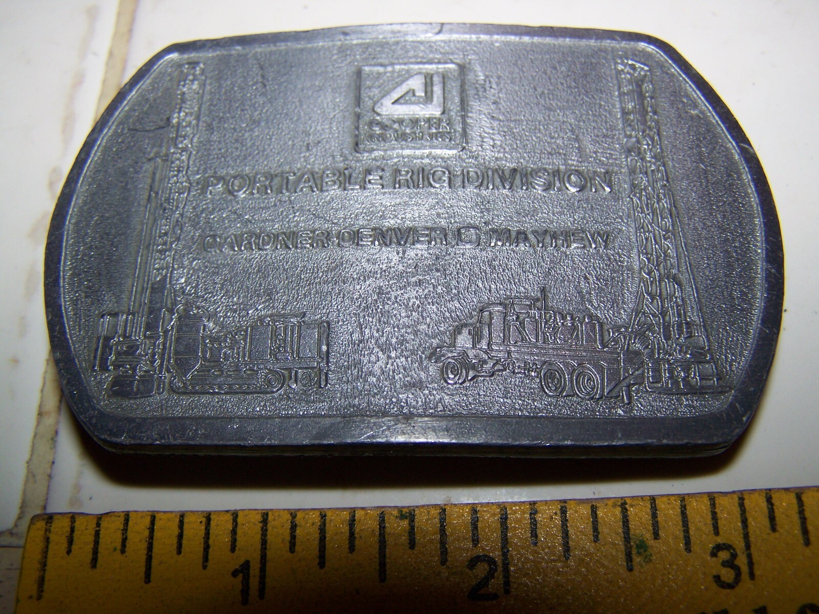 Vintage Cooper Industries Portable Drilling RIG Division Belt Buckle