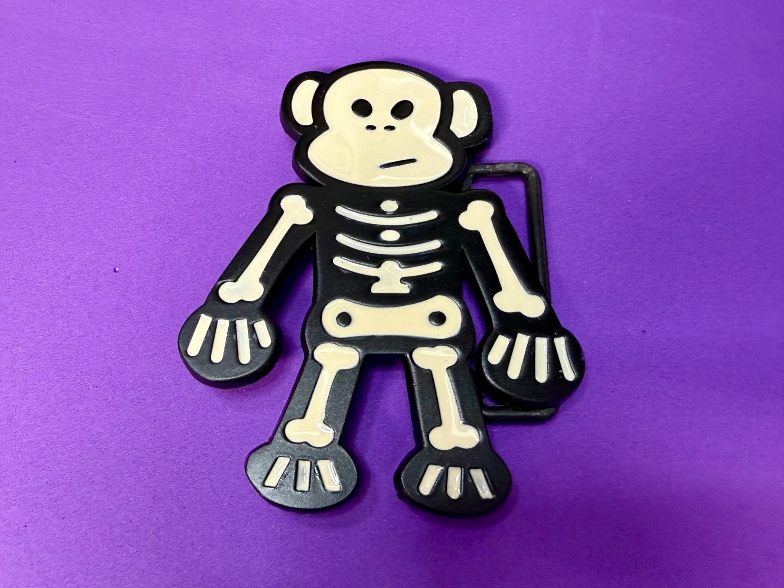 3D Skeleton Cartoon Style Cutout White Black Colored Fashion NOS Belt Buckle