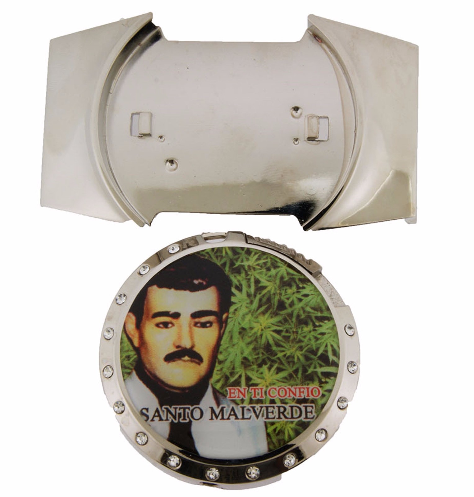 Removable Lighter with Belt Buckle New Mexican Men&rsquo;s Malverde Marijuana Leaf Big
