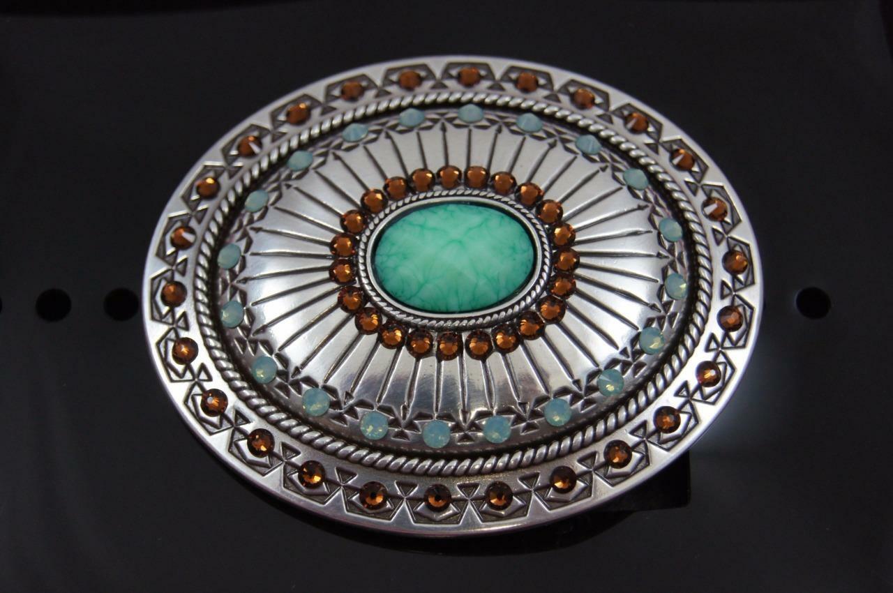 Nocona BLAZIN ROXX SILVER PLATED TOPAZ AND OPAL BELT BUCKLE 37975