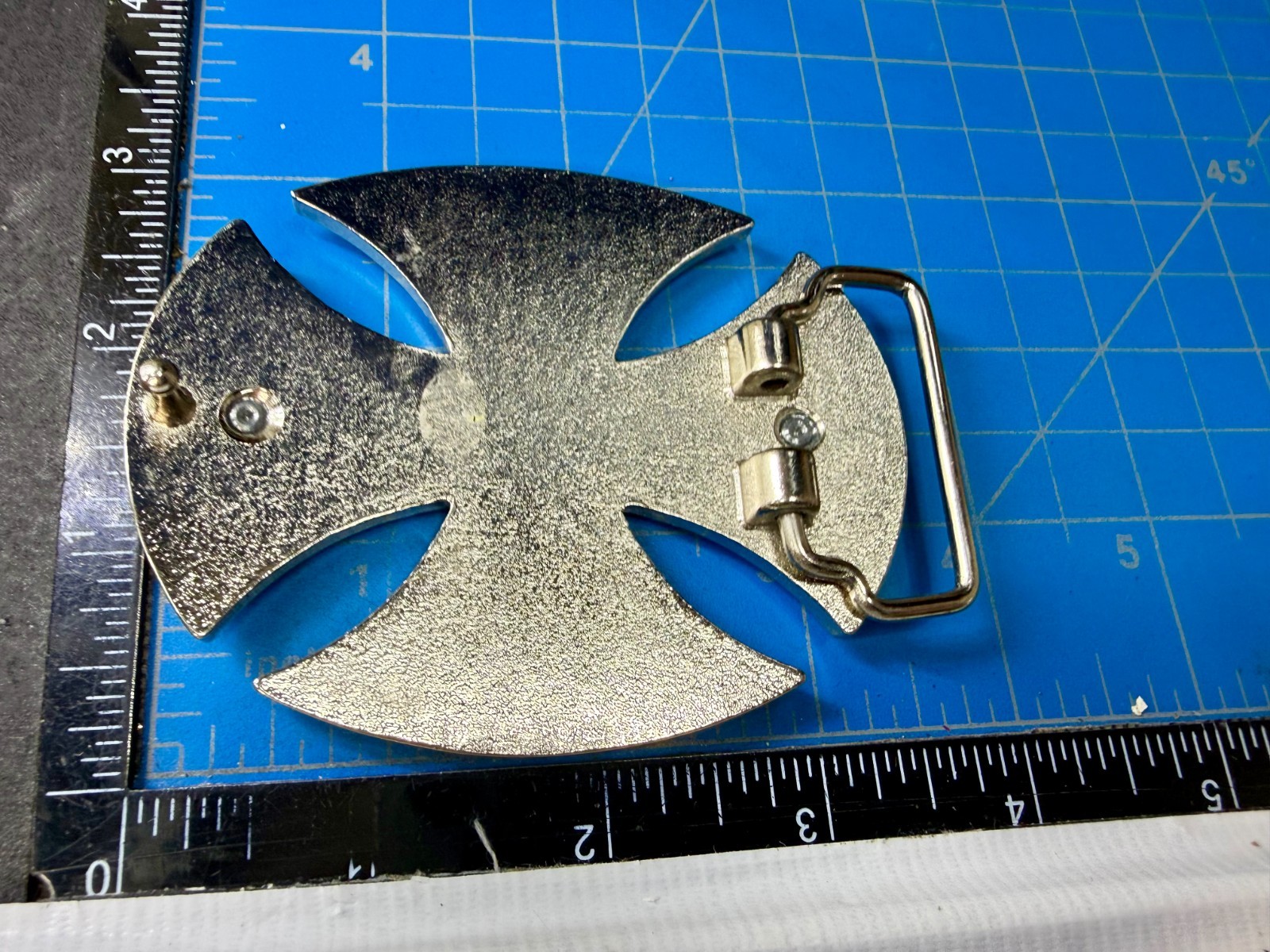 Maltese Celtic Iron Cross Gothic Punk Biker Vibe Cutout Silver Tone Belt Buckle