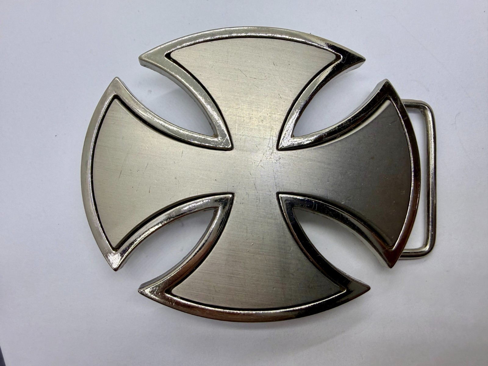 Maltese Celtic Iron Cross Gothic Punk Biker Vibe Cutout Outlined Belt Buckle