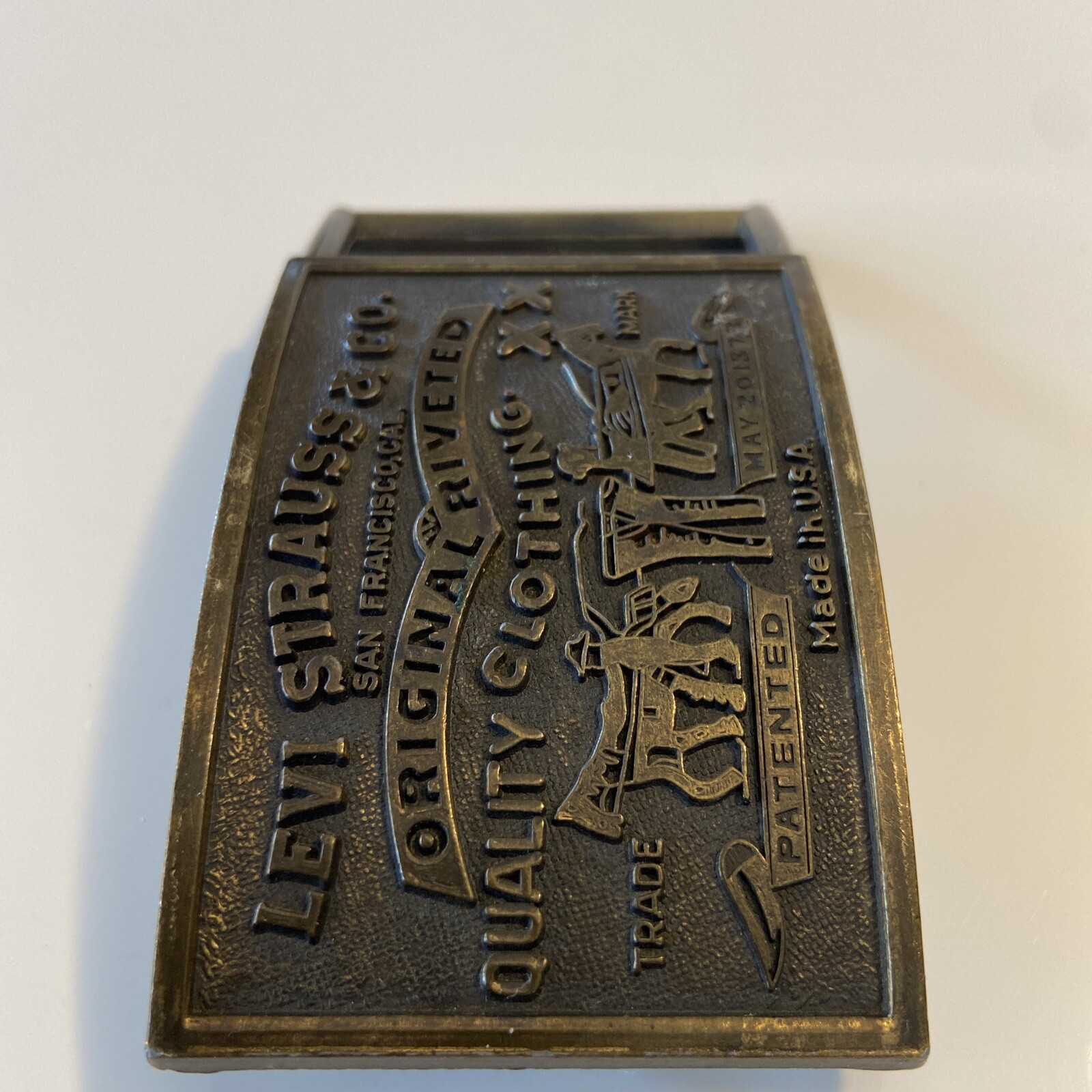 Levi Strauss & Co. Arched Original Riveted Brass Tone Belt Buckle for 40mm Belt