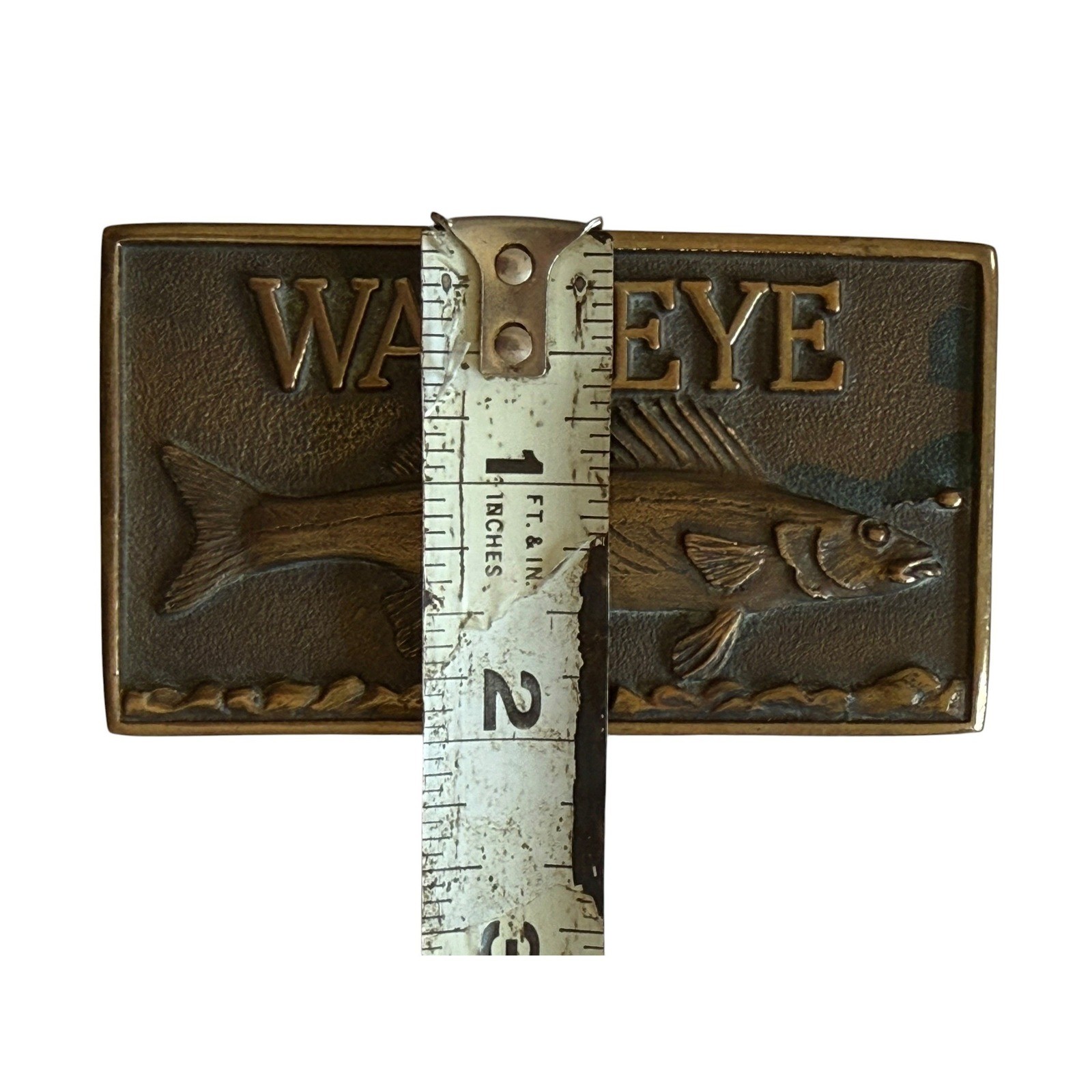 Vintage Walleye Fish Belt Buckle 1990 Buckle Man J. Michael Burdette Brass Tone