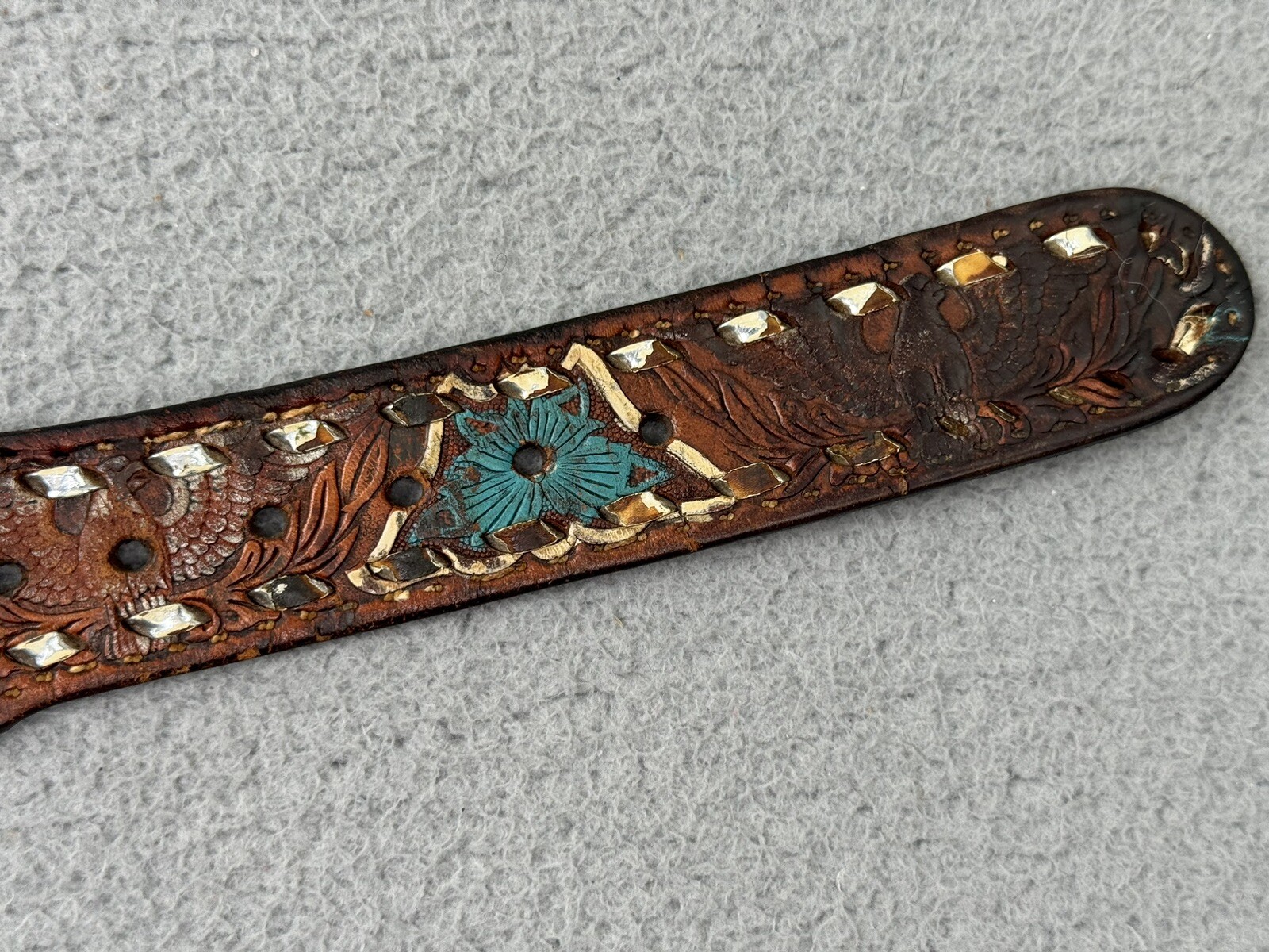 The Great American Buckle Co ENAMEL EAGLE 1243 Belt Buckle W/ Belt USA VTG 1983