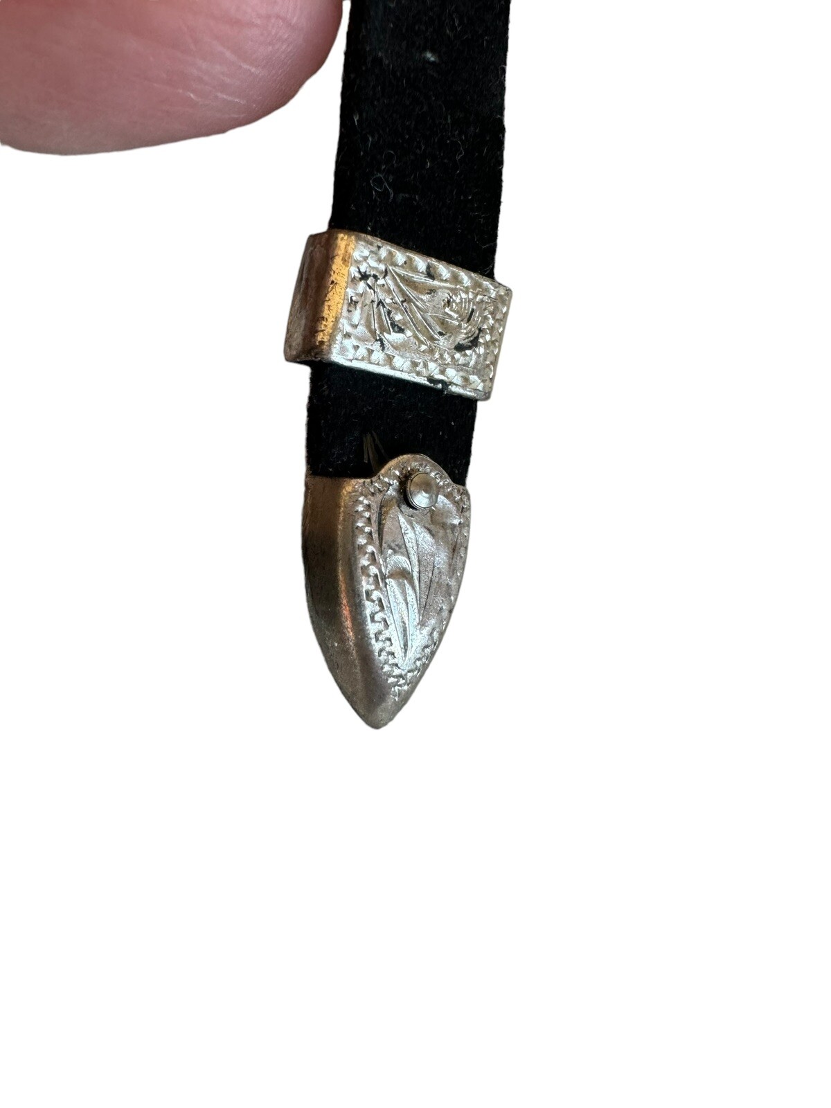 Vogt Vintage 2 Piece Sterling Silver Black Leather Hat Band